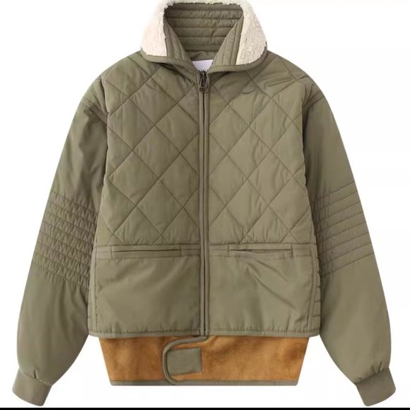 Jackets & Coats Cosmo Shearling Collar Quilted Bomber Jacket Green